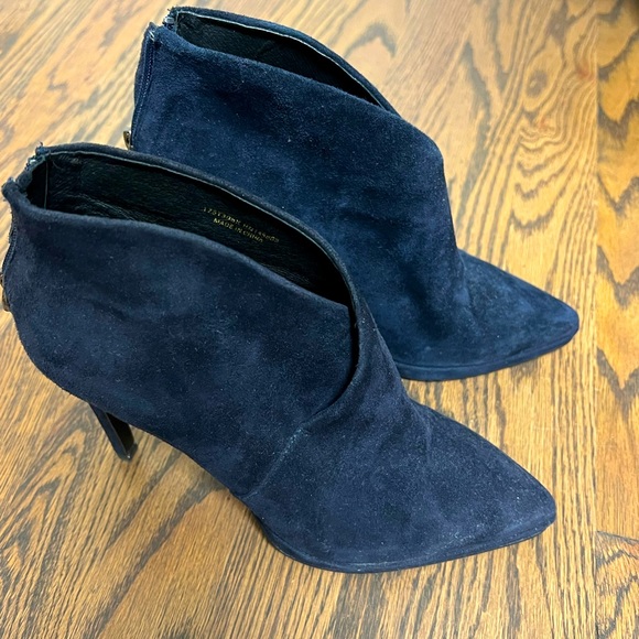 Lola Navy Suede heeled booties - Picture 1 of 4